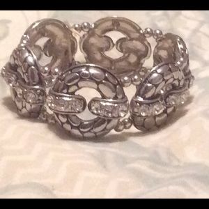 Silver bracelet with rhinestones